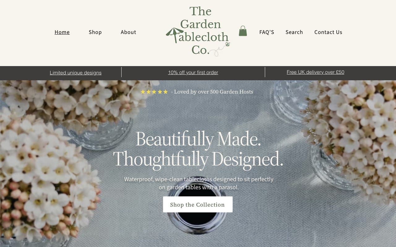 The Garden Tablecloth Co. website